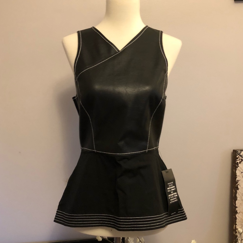 BCBGMaxAzria Luella faux leather top